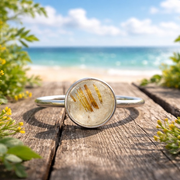 NEW! Golden Rutilated Quartz Ring - Picture 1 of 4